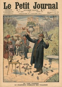 Un tipo parisino, el encantador de aves de las Tullerías, ilustración de 